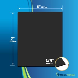 Mega Format Expanded PVC Plastic Sheets - 5" X 7" Rigid Black Sheet for Crafts, Signage, & Displays - Sintra, Celtec PVC Board - Waterproof for Outdoors Use - 1/4" 6mm Thick - 1-Pk-Black