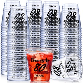 Zubebe 100 Pieces Cheers to Years Birthday Shot Glasses 2 oz Disposable Cups, Birthday Party Favors for Her and Him Women Men Anniversary Wedding Decorations(Cheers to 80 Years)