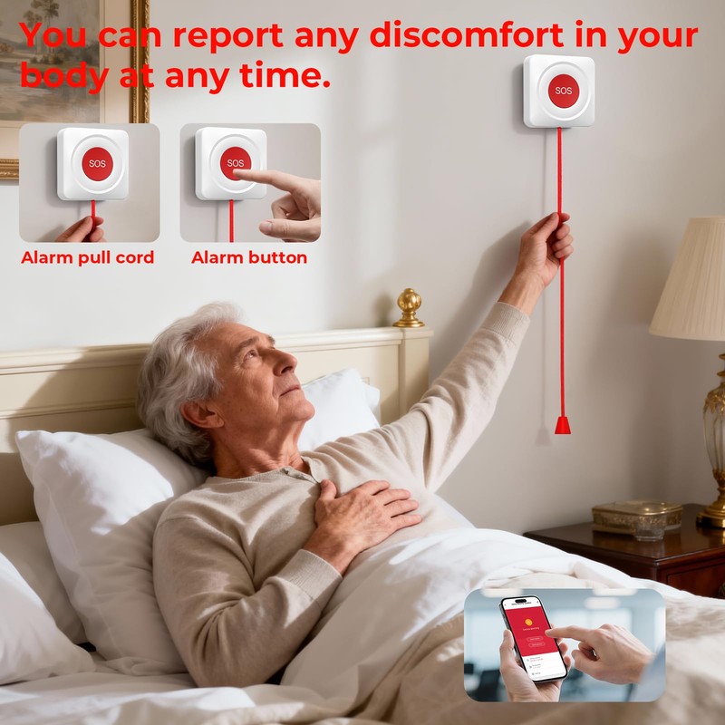Hapippofa Caregiver Call Button WiFi Elderly Alert Call Button Life