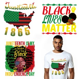 Juneteenth Iron on Heat Transfer Stickers Juneteenth Iron on Decals Black Women Iron on Patches Juneteenth Letter Emancipation Design Vinyl Appliques Sticker for t-Shirt Pillow Cover DIY Decorations