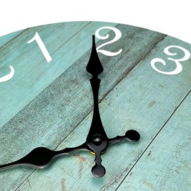 Plumeet 30 cm Wooden Wall Clock Frameless Wall Clock with Silent Quartz Movement Modern Rustic Coastal Country Village Clock Decoration Living Room Bedroom Kitchen Green