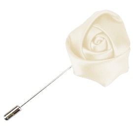 Flairs New York Gentleman's Essentials Premium Handmade Artisan Flowers Lapel Pins (Pack of 1 Pin, Pearl White Rose Bud)