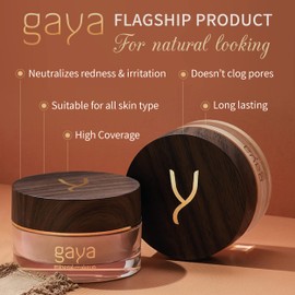 Vegan Mineral Powder Foundation Light to Full Coverage, Natural Foundation for Natural-Looking, Mica Mineral Foundation, Cruelty Free, No Chemicals by Gaya Cosmetics (MF1)