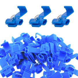 SQXBK Quick Splice Wire Connector 100PCS 18-14 AWG Blue Self-Stripping Solderless Crimp Wire Plug Connectors