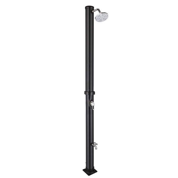 VINGLI 7.2Ft 5.5 Gallon Solar Heated Shower,2-Section with Shower Head and Foot Shower Tap，for Outdoor Backyard Poolside Beach Pool Spa, Black