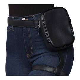 Thigh Harness Leg Bag Fanny Pack for Women Leather Waist Bag Drop Leg Pouch for Outdoor Hiking Cycling Riding (Black)