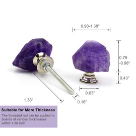 Malimali Natural Amethyst Knobs for Cabinets and Drawers Set of 4, Purple Dresser Knobs and Pulls for Bifold Doors, Cupboard, Wardrobe, Kitchen, Bathroom