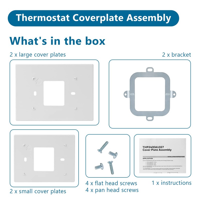 2 Pack Thermostat Wall Plate THP2400A1027W Coverplate Assembly Wall Mount