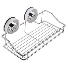 Suction Cups Compact Shower Caddy Bath Shelf,Wall Mounted Rustproof Stainless Steel Rectangle Storage Basket Shampoo Conditioner Holder for Bathroom Kitchen Tidy Organizer