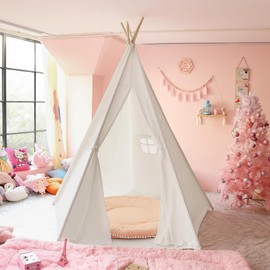 CO-Z Larger 85" H Kids Teepee Play Tent, 2.1m Large Indoor Canvas Teepee Tent for Adults, Tall Foldable Teepee Outdoor, 5 Sides Party Picnic Wedding Teepee Tent with Storage Bag