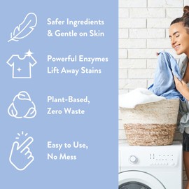 Molly’s Suds Laundry Detergent Sheets | Gentle on Sensitive Skin, Powerful Plant-Based Enzymes, Stain-Fighting | Liquidless & Plastic-Free Packaging | 120 Loads (Ocean Mist)