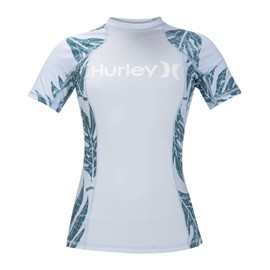 Hurley Womens Sig Zane Papette Short Sleeve Rashguard, Half Blue, S