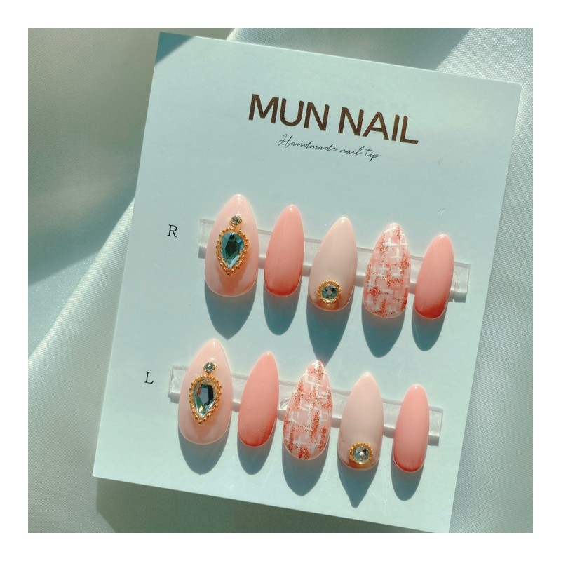 MunNail Pink Tweed❤️Color changeable - Long Oval / MunNail 핑크트위드❤️색상변경가능