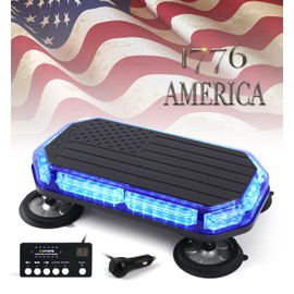 Xprite Blue LED Rooftop Strobe Beacon Police Lights,Advanced Controller,Magnetic Mount Emergency Security Caution Flashing Traffic Light Bar for Volunteer Firefighter First Responders Vehicles Trucks