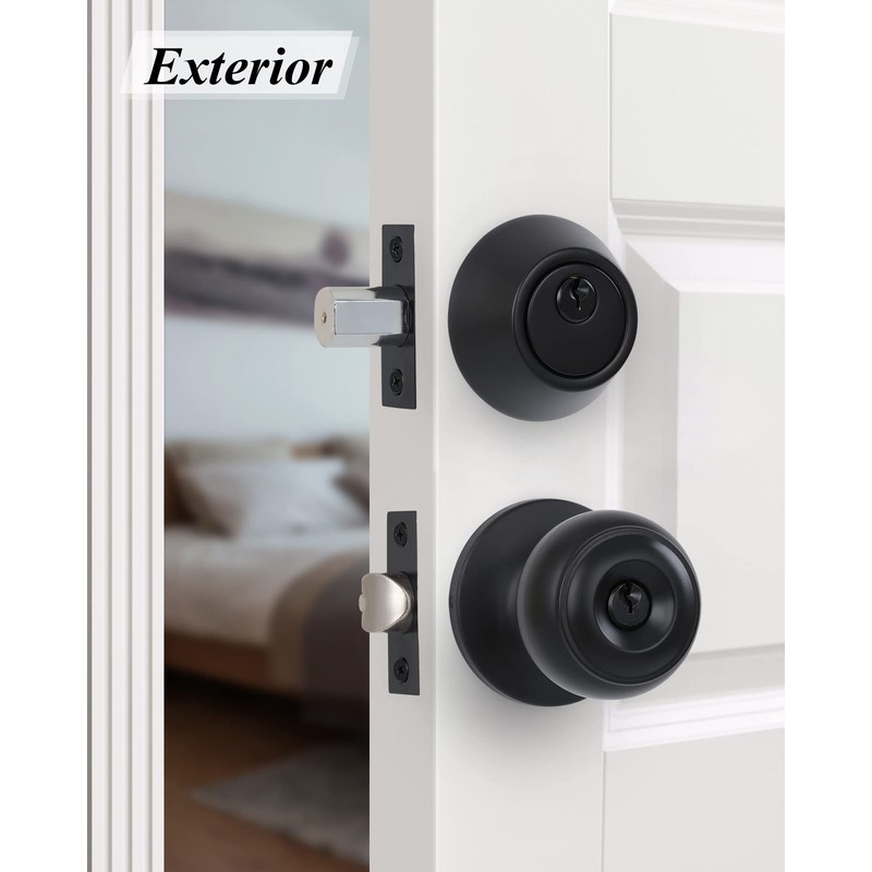 2 Sets All Keyed Alike Entry Door Knobs and Single