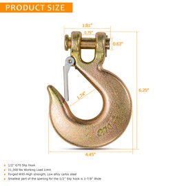 AYAYGD 4Pack 1/2Inch Clevis Slip Hook with Safety Latch - Heavy Duty Grade 70 Steel for Trailer Chains with Hooks, Winch Hook, Tow Hook, and Chain Hook,48,000 Lbs. Capacity