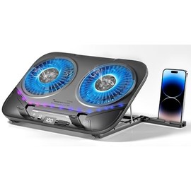 Almohadilla de refrigeración para laptop TEC de doble núcleo con ventiladores silenciosos y silenciosos, soporte de refrigeración ajustable de 5 altur