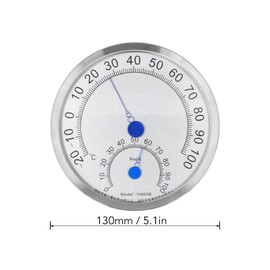 Round Thermometer Stainless Steel Outdoor Thermometer Large Steel Outdoor Thermometer Hygrometer Waterproof Large Weather Thermometer Heat Resistant (with Bracket)