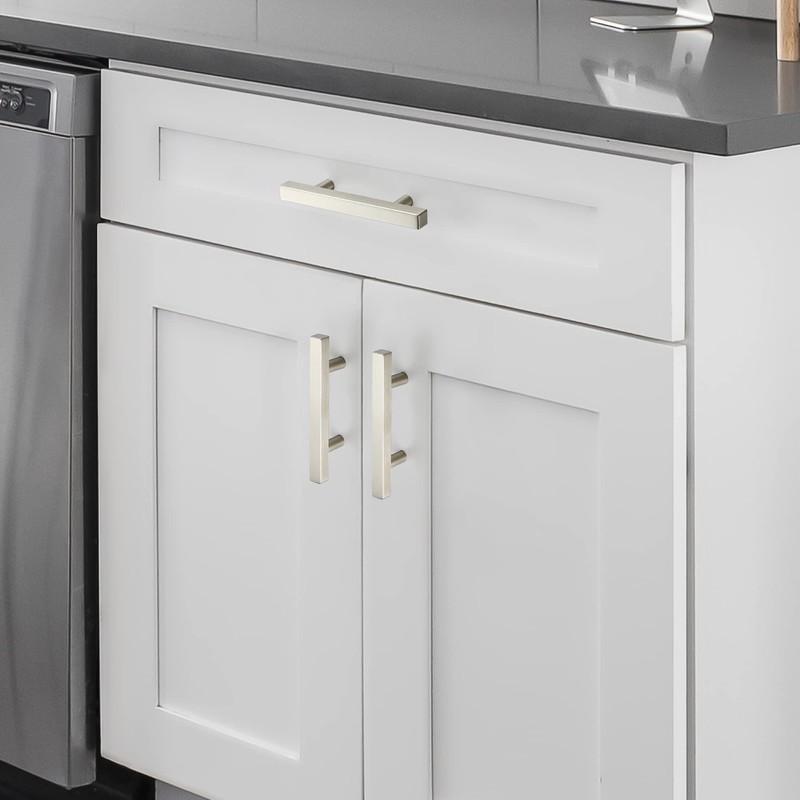 10 Pack 5 Inch Brushed Nickel Cabinet Handles, Square Kitchen