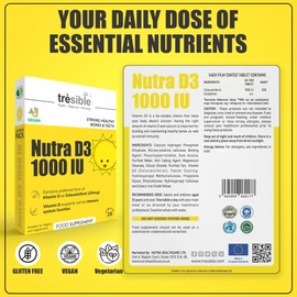 Tresible Vitamin D 1000IU Tablets (1-Month Supply) - High Strength Vitamin D Tablets to Support Immune System, Teeth, Bones, and Muscles - 28 Count Vitamin D3 1000 IU Tablet for Children and Adults