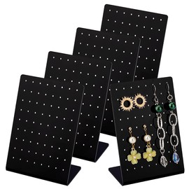 PH PandaHall 5PCS Black Earring Holder, 72 Holes Acrylic Ear Stud Earring Display Rack Organizer Stand Jewelry Storage Showcase for Retail Selaling Photography Personal, 1.85x3.15x4.33inch