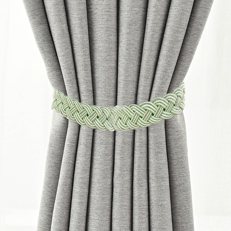 VBSYUYQ 2Pcs Green Tassel Rope Curtain Tiebacks 58cm No Drill