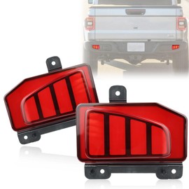 GEEGEETOP Red Full Lens LED Rear Reflector Bumper Fog Light Assembly Compatible With Jeep Gladiator 2020-2023 Functions as Tail Brake Turn Signal Light 3-In-1