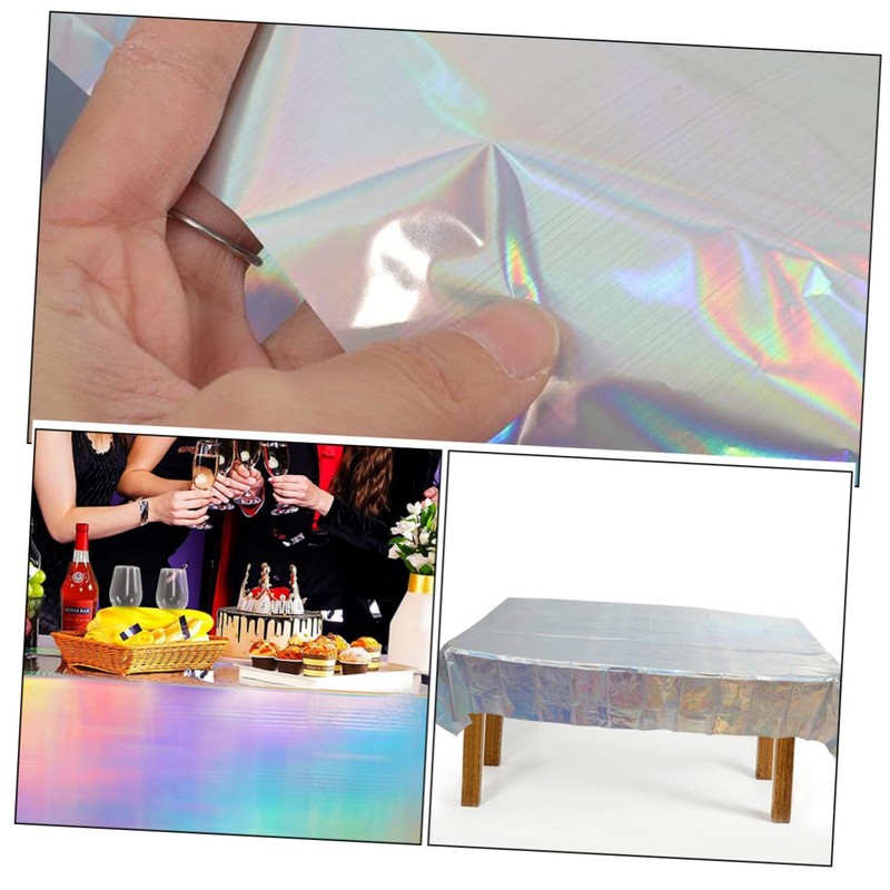 Ciieeo 2pcs Iridescent Tablecloth Rectangle Table Cover Party Supplies for
