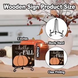 ZIIUFRN Autumn Pumpkin Hello Fall Decor, Thanksgiving Decorations, Farmhouse Rustic Home for Party Tabletop, Living Room Bathroom Kitchen Office Shelf Tiered Tray - A08