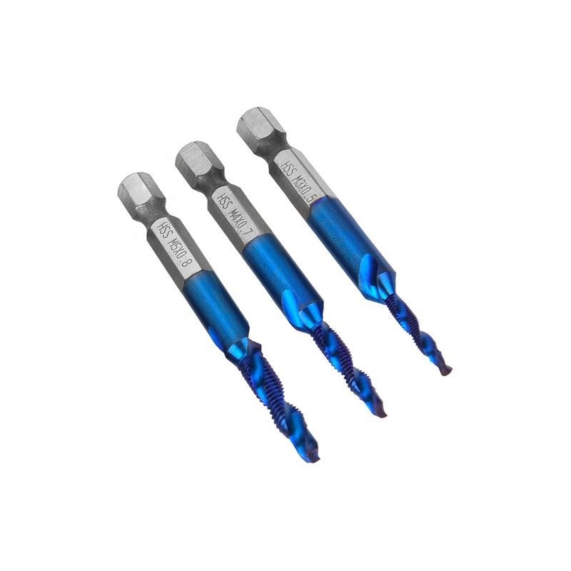 6PCS High Speed Steel 6.35mm Hex Shank Tap Drill Bit