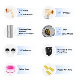 Solimeta Universal Dishwasher Installation Kit – 6ft Stainless Steel Inlet Hose + 6ft Drain Hose with Power Cord & Accessories