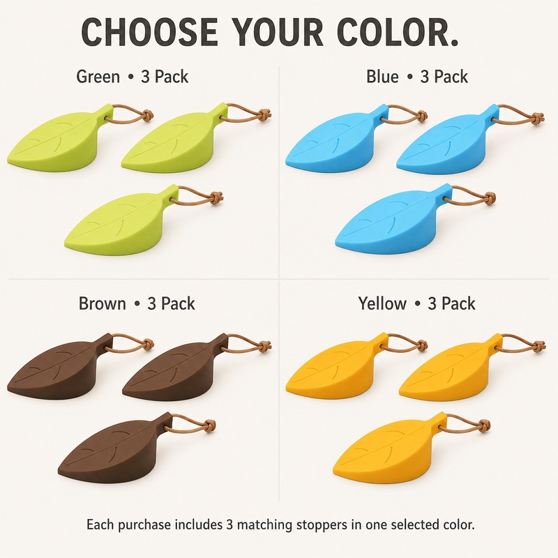 Door Stopper Wedges, 3 Pack, Leaf-Shaped Silicone Door Stops with