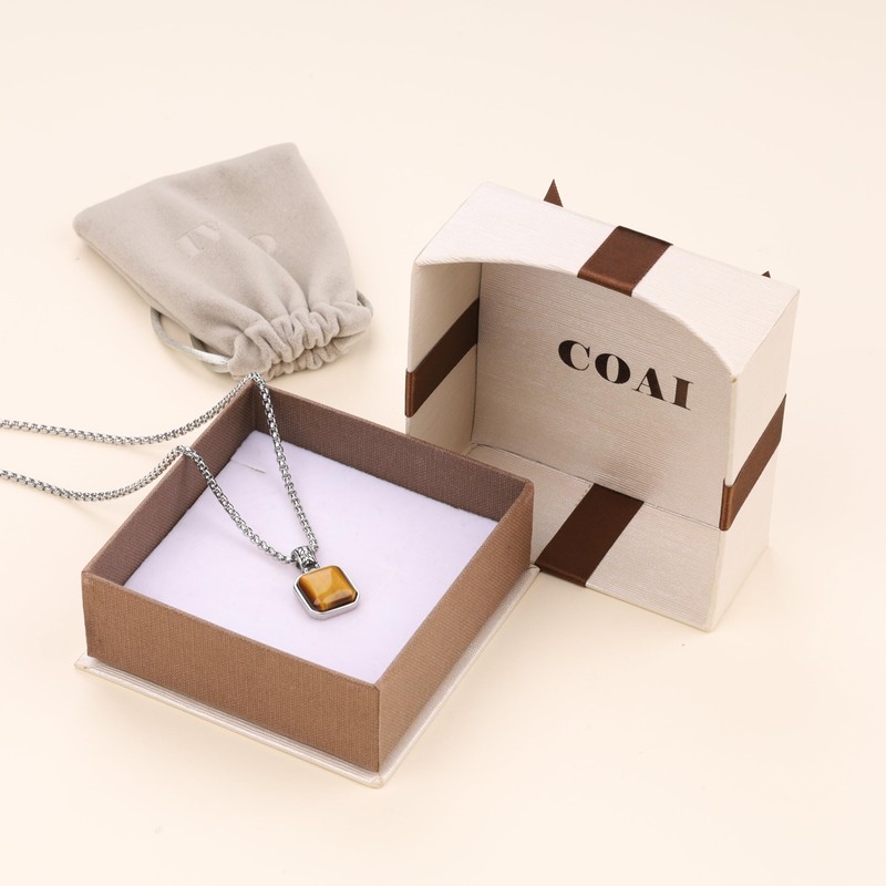 COAI Gift Ideas Men's Box Chain with Square Chain Pendant