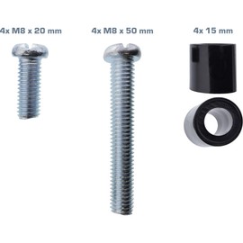 InLine 23100Y Set of 8 Screws 4x M8 x 20 mm 4x M8 x 50 mm and 4x 15 mm Spacers for Wall Mounting