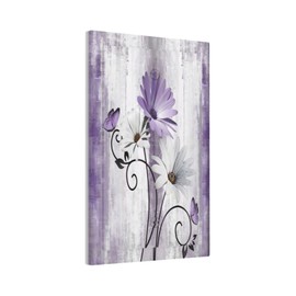 Yamxbfa Rustic Farm Purple Daisy Floral Flowers and Butterfly on Violet Grey Wood Outlet Covers 1 Gang No Device Light Switch Cover Decorative Single Blank Wall Plate Electrical Switchplate Faceplate