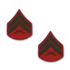 Marine Corps Chevron: Corporal - green embroidered on red, male
