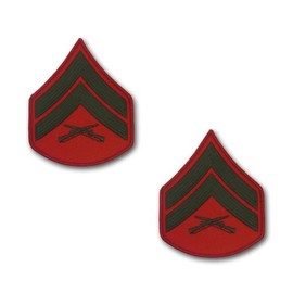 Marine Corps Chevron: Corporal - green embroidered on red, male
