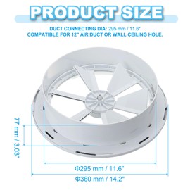 PATIKIL 12 Inch Round Rotating Air Vent, Ceiling Diffuser Grill Cover with Adjustable Blade ABS Louver Soffit Vent for Airport Station Cinema Central HVAC Air Conditioning