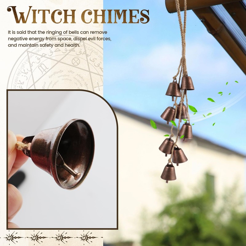 2 Pack Witch Bells for Door Knob Protection Outdoor Bells