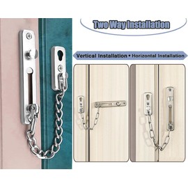 Litensh Door Chain Lock, Stainless Steel Door Guard Anti-Theft Press Lock, Chain Door Guard Lock Latch Sliding Lock for Hotel Home Living Motel Apartment Bedroom, Silver