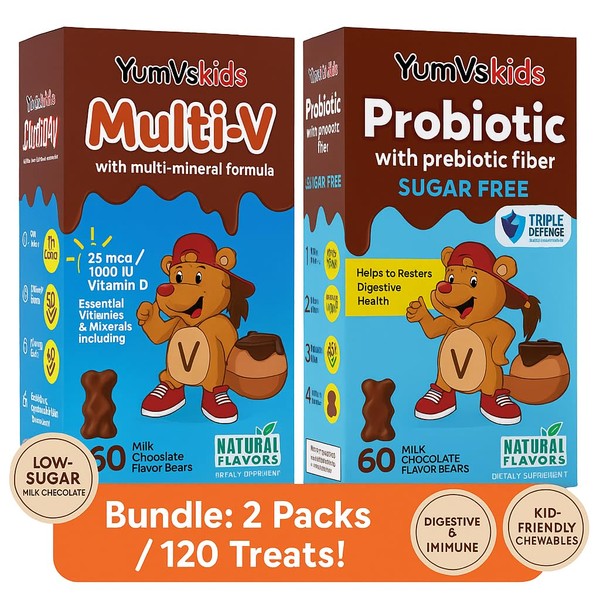 YUM-V'S YUM-V'S Kids Multivitamin Chocolate Bears + Probiotic Prebiotic Fiber