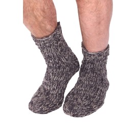 Pachamama Men 100% Wool Bed Sofa Socks Handknitted Charcoal Fleck Large 7-11 Handmade Extra Warm