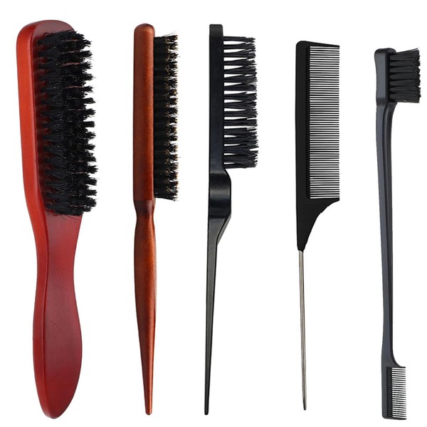 5 Pcs Slick Back Brush, Teasing Brush, Beard Brush Hair