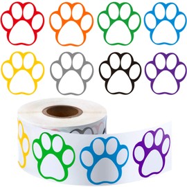 Boao A Roll of 600 Pieces Colorful Paw Stickers Dog Paw Name Tags Labels Stickers Paw Footprint, 1.5 Inch (Mixed Color-1)