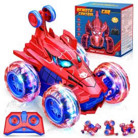 Diyfrety Remote Control Stunt Car 360 Flips Lights 2.4GHz All Terrain RC Car for Kids
