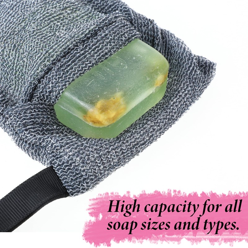4 Pcs Exfoliating Soap Bag, Soap Scrubber Pouch, Double Layer