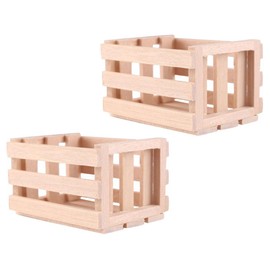 2pcs Miniature Wooden Food Basket Wooden Frame Storage Shelf Models Dollhouse Miniature Fruit Basket Vegetable Crate Miniature Ornament Wooden Basket Mini Basket