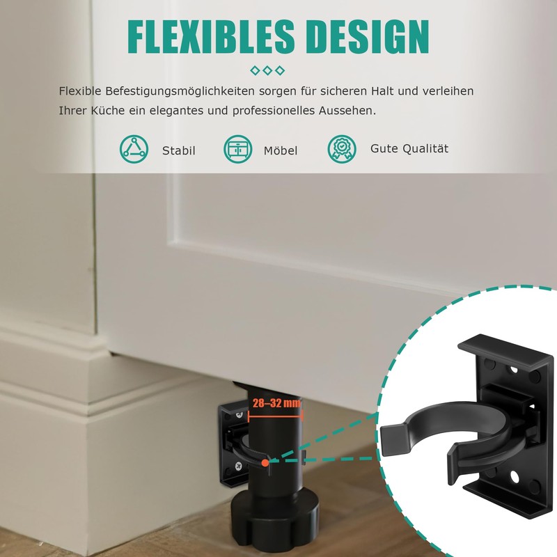 Pack of 30 Kitchen Skirting Board Clips, Strip Clips for