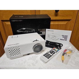 DBPOWER Video Projector DBPOWER LED Light Source Mini Projector,HDMI VGA White PJ0738_R