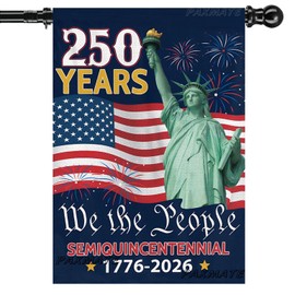 250th Anniversary USA Garden Flag, We The People Patriotic Banner with Statue of Liberty 1776-2026, Double-Sided Outdoor Yard Flag, 4th of July Decorations, 28x40 Inch 250 Year American Flag